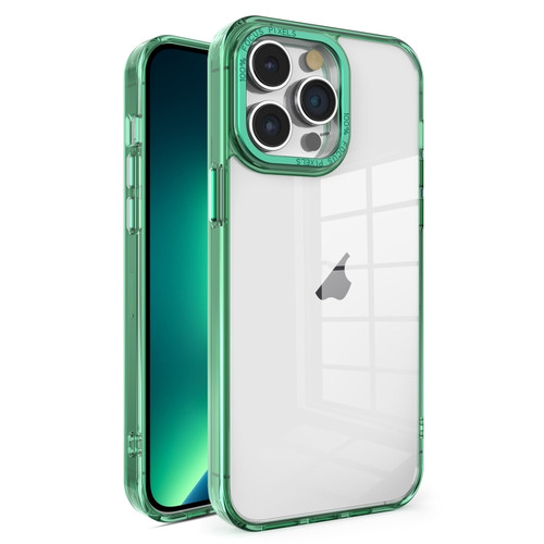 iPhone 13 Pro Max Crystal TPU + PC Electroplated Lens Frame Phone Case - Green