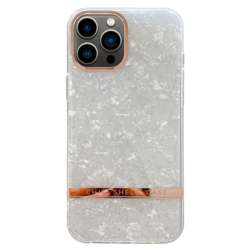 iPhone 13 Pro Max Electroplating Shell Texture TPU Phone Case - White