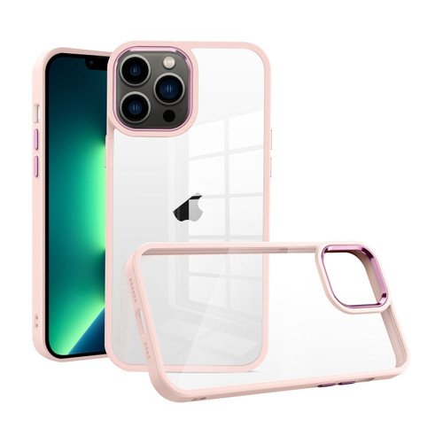 iPhone 13 Pro Max Macaron High Transparent PC Phone Case - Pink