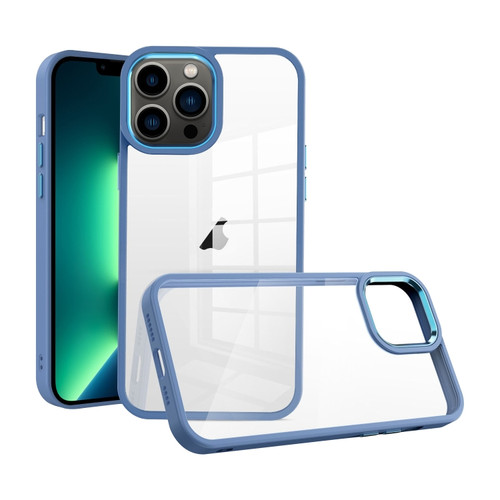 iPhone 13 Pro Max Macaron High Transparent PC Phone Case - Blue