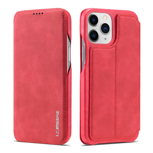 iPhone 13 Pro Max LC.IMEEKE Hon Ancient Series Horizontal Flip Leather Case with Holder & Card Slot  - Red