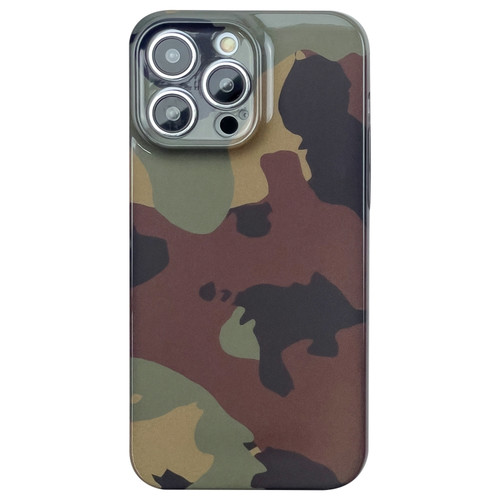 iPhone 13 Pro Camouflage Pattern Film PC Phone Case - Green Camouflage