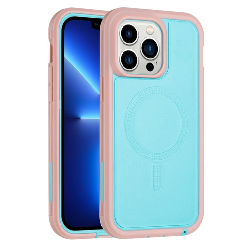iPhone 13 Pro Defender Series XT MagSafe Magnetic PC + TPU Shockproof Phone Case - Turquoise+Pink