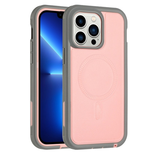 iPhone 13 Pro Defender Series XT MagSafe Magnetic PC + TPU Shockproof Phone Case - Pink+Grey