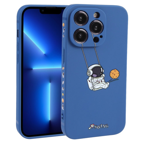 iPhone 13 Pro Astronaut Swinging Pattern TPU Phone Case - Blue