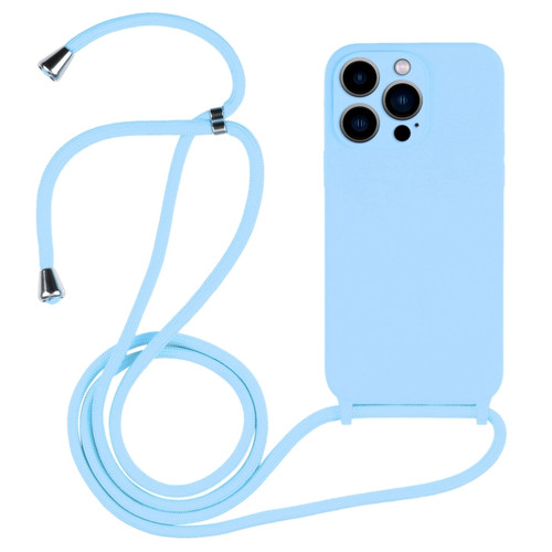 iPhone 13 Pro Crossbody Lanyard Liquid Silicone Case - Blue