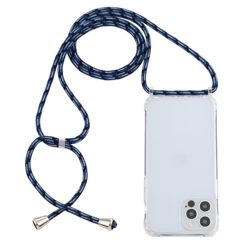 iPhone 13 Pro Transparent Acrylic Airbag Shockproof Phone Protective Case with Lanyard - Gradient Blue