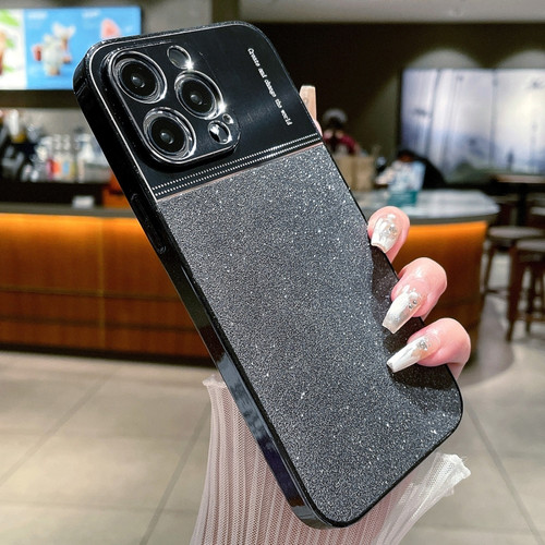 iPhone 13 Pro Metallic Glitter Powder Shockproof Phone Case - Black