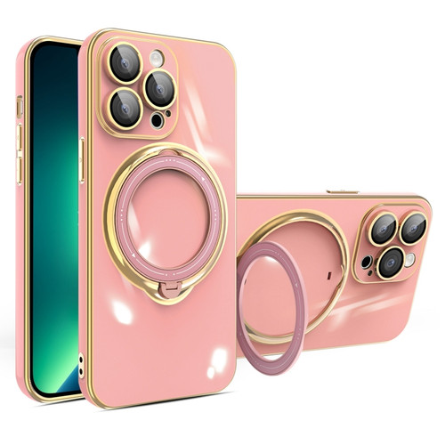 iPhone 13 Pro Multifunction Electroplating MagSafe Holder Phone Case - Pink