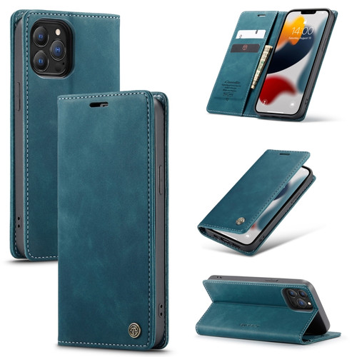 iPhone 13 Pro CaseMe-013 Multifunctional Retro Frosted Horizontal Flip Leather Case with Card Slot & Holder & Wallet - Blue