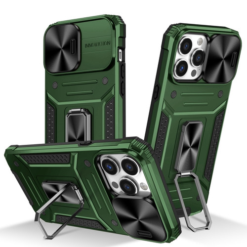iPhone 13 Pro Camshield Robot TPU Hybrid PC Phone Case - Green