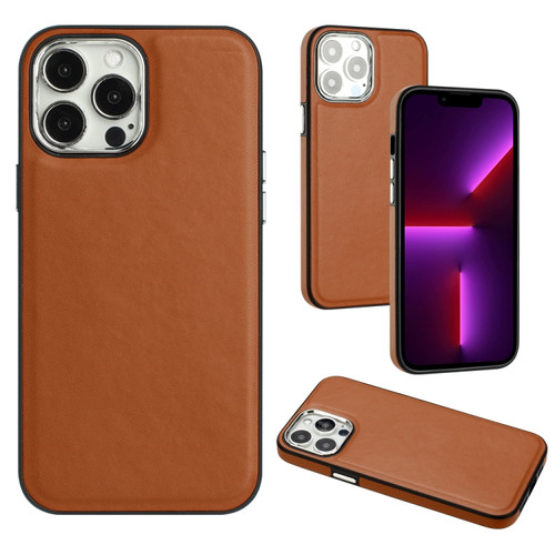 iPhone 13 Pro Leather Texture Full Coverage Phone Case - Brown