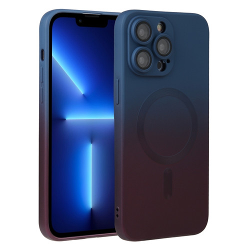 iPhone 13 Pro Liquid TPU Silicone Gradient MagSafe Phone Case - Blue Purple
