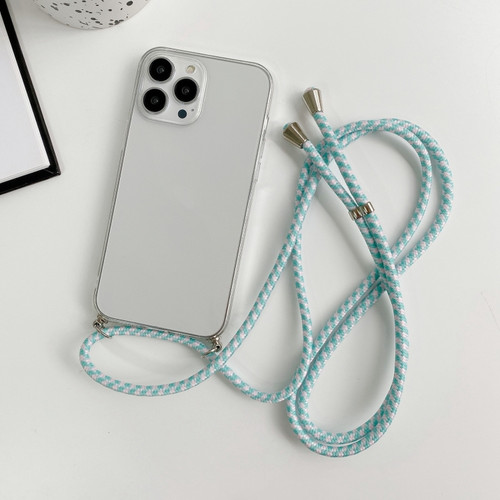 iPhone 13 Pro Thicken Colorful TPU Phone Case with Braided Lanyard - Transparent
