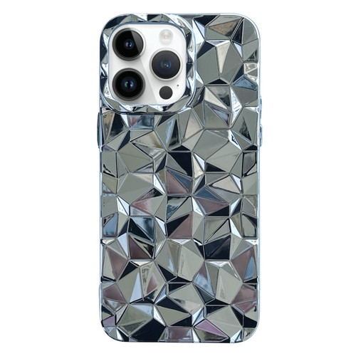 iPhone 13 Pro Electroplating Honeycomb Edged TPU Phone Case - Silver