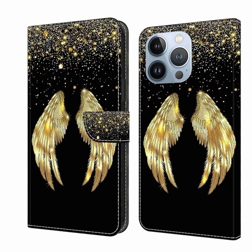 iPhone 13 Pro Crystal 3D Shockproof Protective Leather Phone Case - Golden Wings