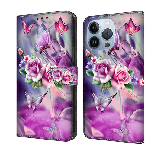 iPhone 13 Pro Crystal 3D Shockproof Protective Leather Phone Case - Butterfly