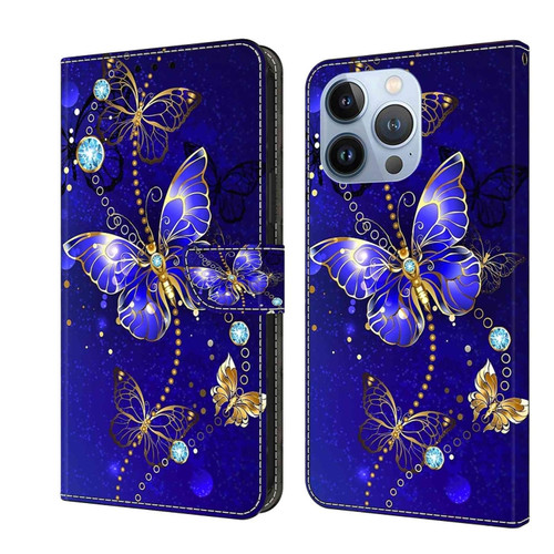 iPhone 13 Pro Crystal 3D Shockproof Protective Leather Phone Case - Diamond Butterfly