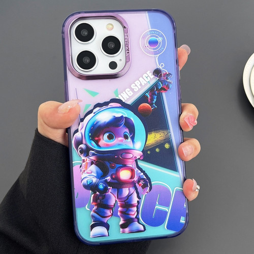 iPhone 13 Pro Engraved Colorful Astronaut Phone Case - Small Purple