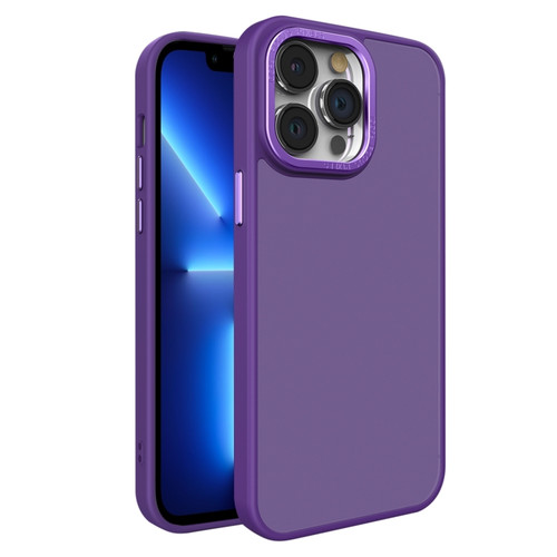 iPhone 13 Pro All-inclusive TPU Edge Acrylic Back Phone Case - Deep Purple