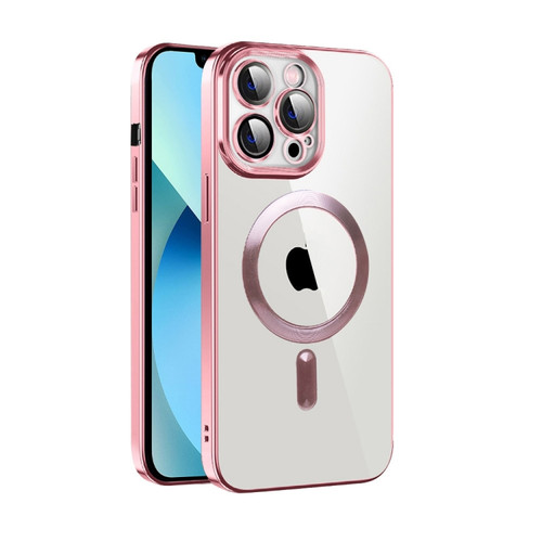 iPhone 13 Pro CD Texture Plating TPU MagSafe Phone Case with Lens Film - Pink
