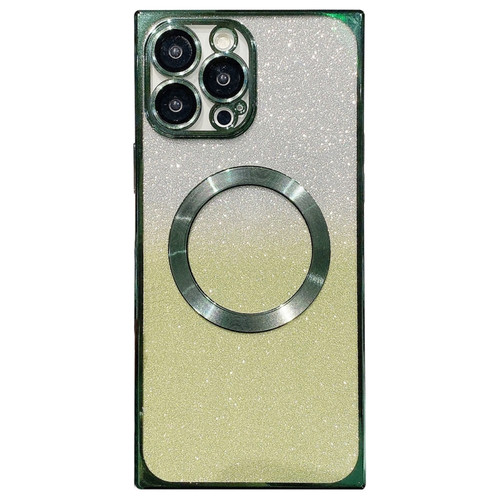 iPhone 13 Pro Square Gradient Magsafe Electroplating TPU Phone Case - Green