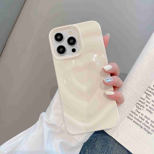 iPhone 13 Pro 3D Love Pattern Phone Case - Cream White