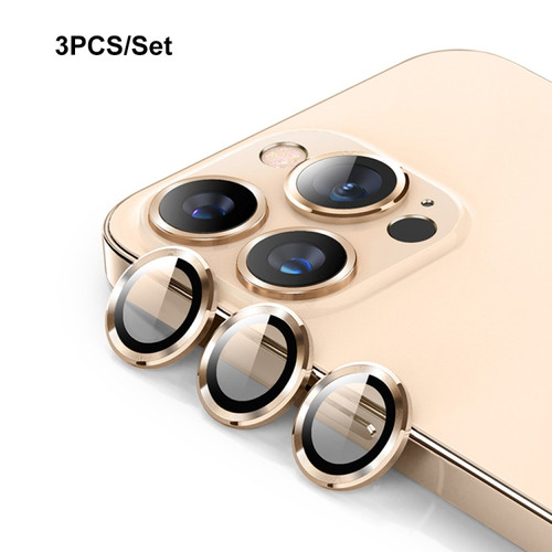 iPhone 13 Pro ENKAY Hat-Prince Aluminium Alloy + Tempered Glass Camera Lens Cover Film Ring / 13 Pro Max - Gold