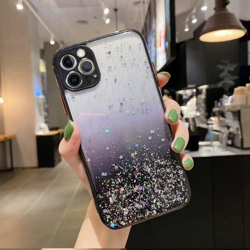 iPhone 13 Pro Starry Gradient Glitter Powder TPU Phone Case - Black
