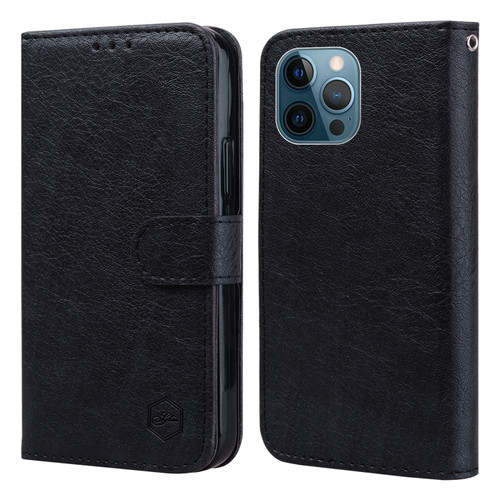 iPhone 13 Pro Skin Feeling Oil Leather Texture PU + TPU Phone Case - Black