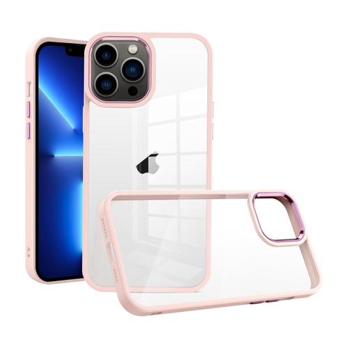 iPhone 13 Pro Macaron High Transparent PC Phone Case - Pink