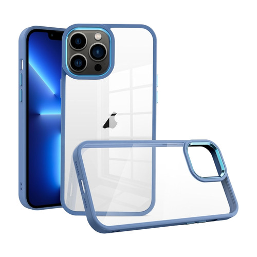 iPhone 13 Pro Macaron High Transparent PC Phone Case - Blue