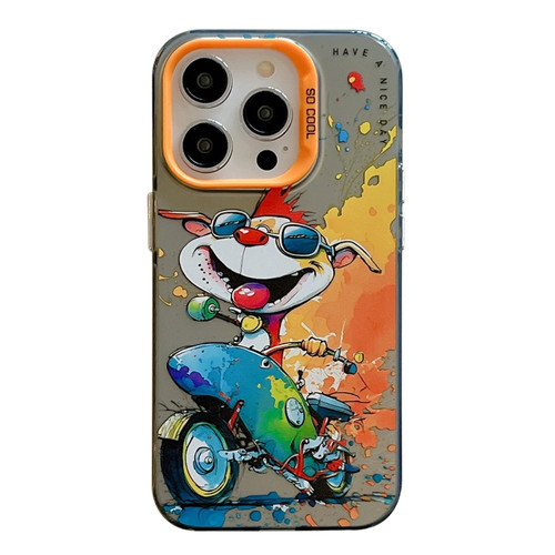 iPhone 13 Pro Animal Pattern Oil Painting Series PC + TPU Phone Case - Motorcycle Dog