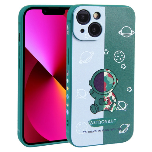 iPhone 13 Color Contrast Astronaut Pattern TPU Phone Case - Green