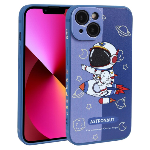 iPhone 13 Color Contrast Astronaut Pattern TPU Phone Case - Blue