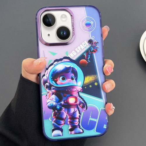iPhone 13 Engraved Colorful Astronaut Phone Case - Small Purple
