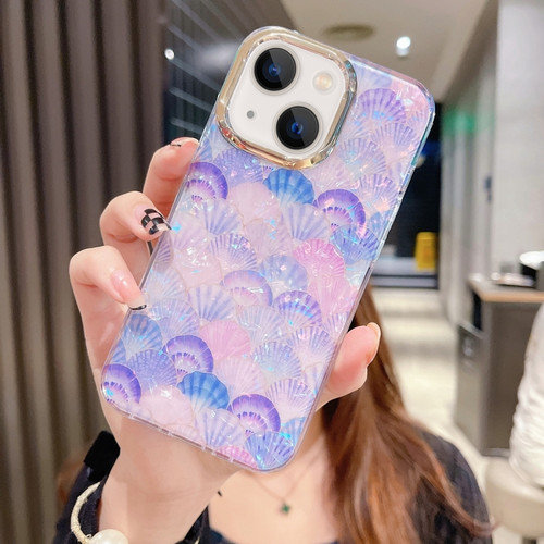 iPhone 13 Colorful Crystal Shell Pattern PC + TPU Phone Case - Scallop Purple