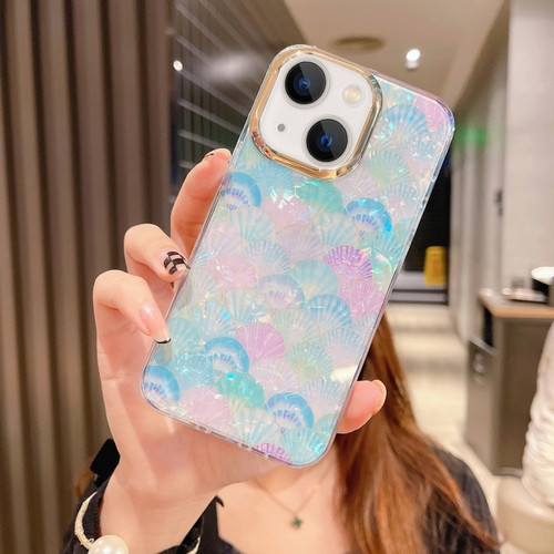 iPhone 13 Colorful Crystal Shell Pattern PC + TPU Phone Case - Scallop Blue