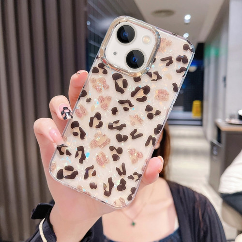 iPhone 13 Colorful Crystal Shell Pattern PC + TPU Phone Case - Light Leopard