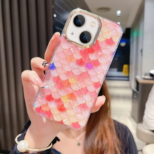 iPhone 13 Colorful Crystal Shell Pattern PC + TPU Phone Case - Fish-scales Red