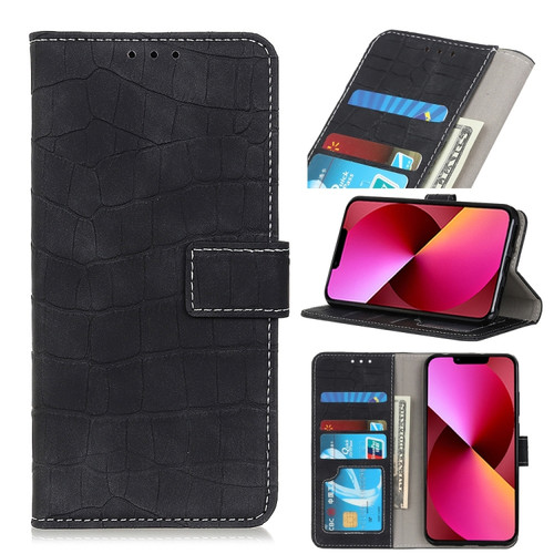 iPhone 13 Crocodile Texture Horizontal Flip Leather Case with Holder & Card Slots & Wallet - Black