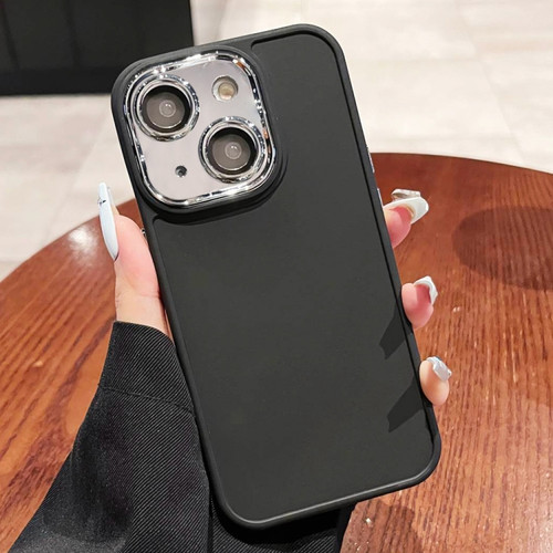 iPhone 13 Electroplated Lens Frame Phone Case with Lens Film - Black