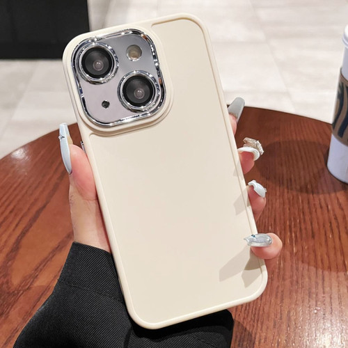 iPhone 13 Electroplated Lens Frame Phone Case with Lens Film - White