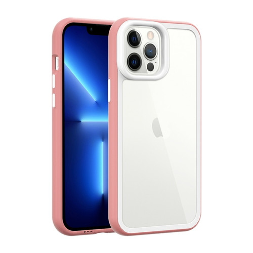 iPhone 13 Color Frame 2 in 1 Hollow Cooling Phone Case - Pink