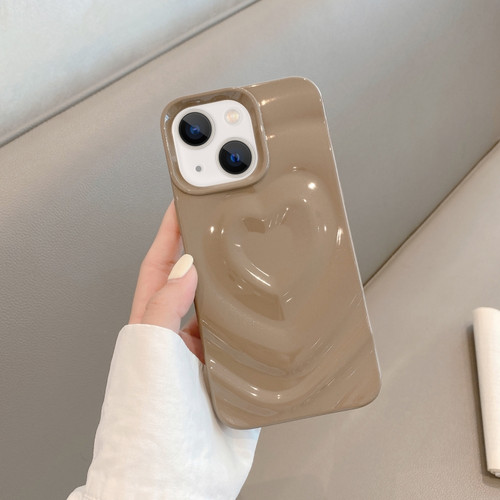 iPhone 13 3D Love Pattern Phone Case - Milk Coffee
