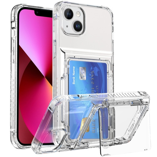 iPhone 13 Crystal Clear Flip Card Slot Phone Case - Transparent