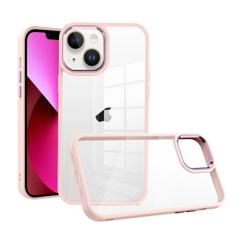 iPhone 13 Macaron High Transparent PC Phone Case - Pink