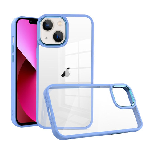 iPhone 13 Macaron High Transparent PC Phone Case - Light Blue