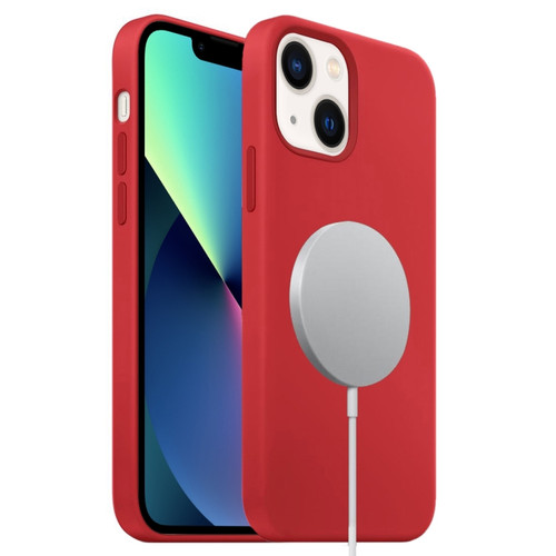 iPhone 13 MagSafe Liquid Silicone Full Coverage Phone Case - Red