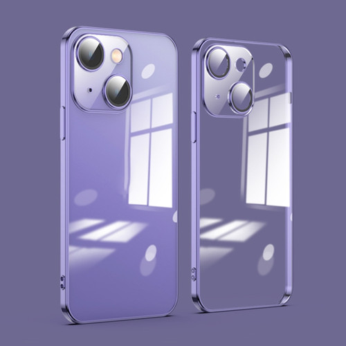 iPhone 13 Dustproof Glass Lens Protection Electroplating Phone Case - Purple